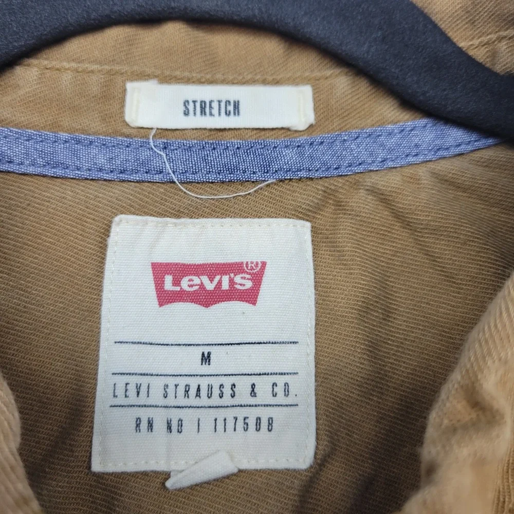 Levi's‎ Button Down Shirt Mens M Brown Casual Stretch Twill Long Sleeve